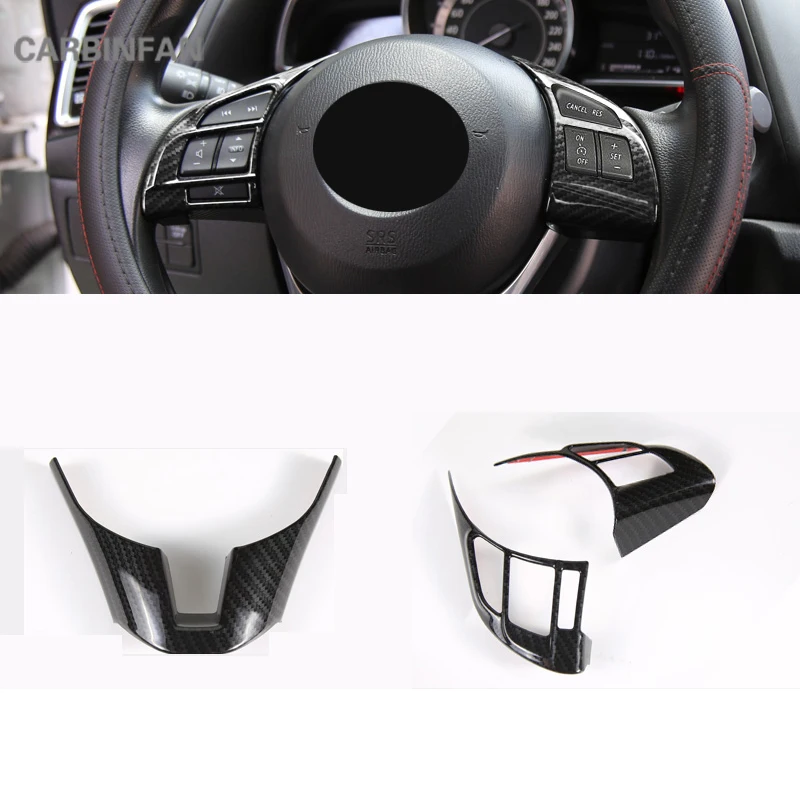

ABS Carbon Fiber Interior styling Accessories Steering wheel decorative frame cvoers For Mazda 3 M3 Axela 2014 2015 2016 C1264
