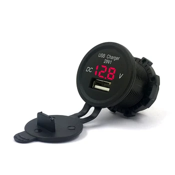 

Universal 12V-24V 2 in 1 USB Fast Car Cigarette Lighter Charger Socket Plug Digital LED Voltmeter For iOS Android Mobile Phone