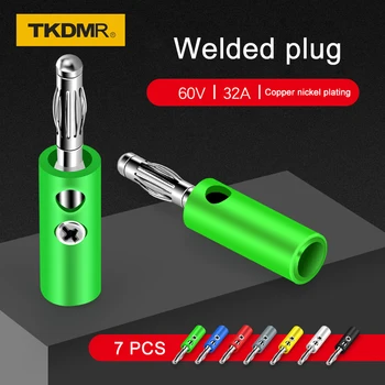 

TKDMR 5pcs 4mm Banana Plug Copper Single needle High Current Insulated Shrouded Stackable Connector Soldering Type