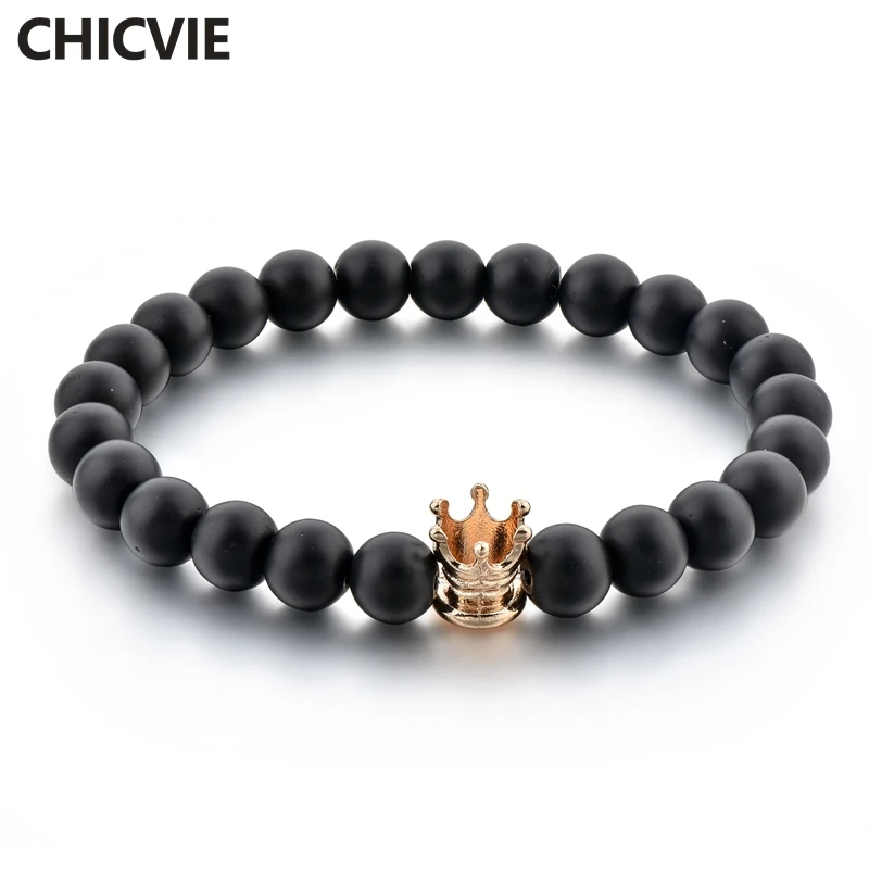 Женский браслет Корона CHICVIE черный с дистанцией серебряный для изготовления