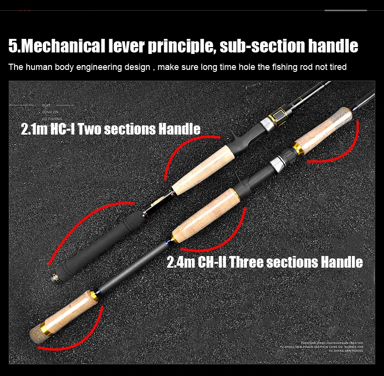 RoseWood 2 Sections High Carbon Super Power H XH Action 2.1m 2.4m Casting Rod Lure Fishing Pole With FUJI Type  (8)