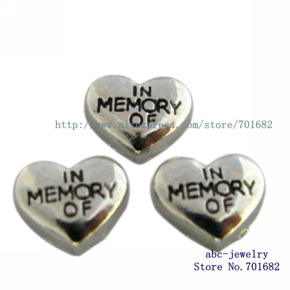 

wholesales for locket FC853 10pcs floating locket charms In Memory of heart as families friends gift