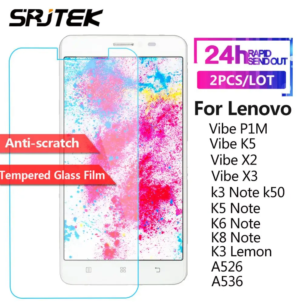2 PCS/LOT Srjtek Tempered Glass Film Screen Protector For Lenovo VIBE P1m K5 X2 X3 K3 Note K50 K6 K8 A526 A536 | Мобильные телефоны