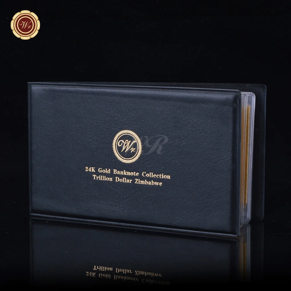 

Souvenir Whole Set Zimbabwe Paper Money 4pcs Gold Foil Bnaknote ZWD 10,20,50,100 Note Bills In Leather Case