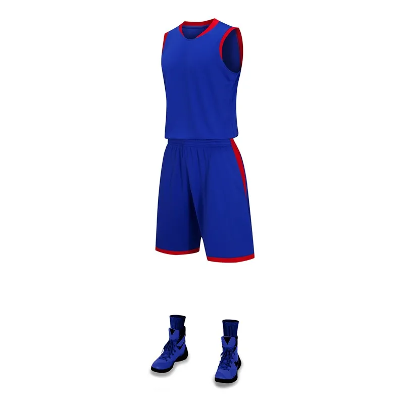 Для мужчин баскетбольное комплекты командная униформа Одежда для детей; комплект спортивной одежды баскетбольная майка Джерси футболки шорты нестандартного Номера Логотип, название печати - Цвет: Синий