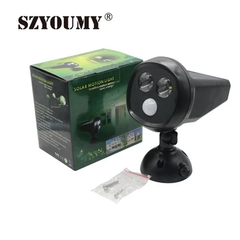 

SZYOUMY 2 LED LED Solar Powered Motion Sensor Light Solar Wall Light Waterproof PIR Motion Sensor LED Spotlight