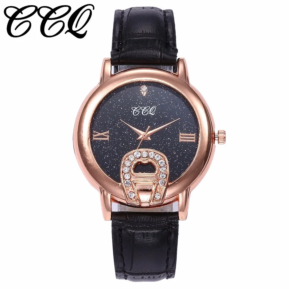 

CCQ Fashion Women Romantic Starry Sky Wrist Watches Leather Rhinestone Watches Clock Relogio Feminino Drop Shipping