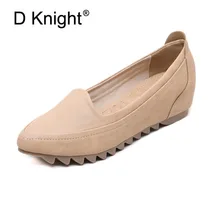 Señoras Casual Slip-on Wedge zapatos Vintage liso sólido puntiagudo boca poco profunda cuñas para mujeres zapatos para mamá cómodos 33-42