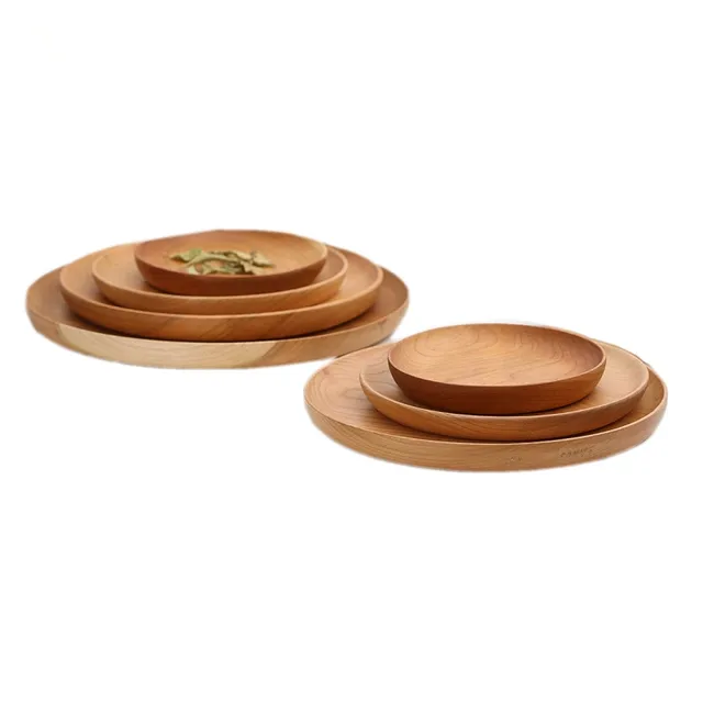 Cherry Wood Round Wooden Serving Tray Fruit Plate Circle Cherry Wood Round Wooden Serving Tray Fruit Plate Circle Pallet Anese Style Dried