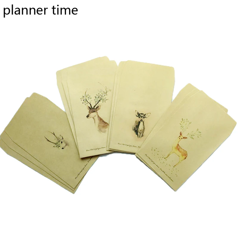 

Planner Time Deer Envelope 12 pcs/lot Paper 4 Designs Cute Mini Envelopes Vintage European Style For Card Scrapbooking Gift
