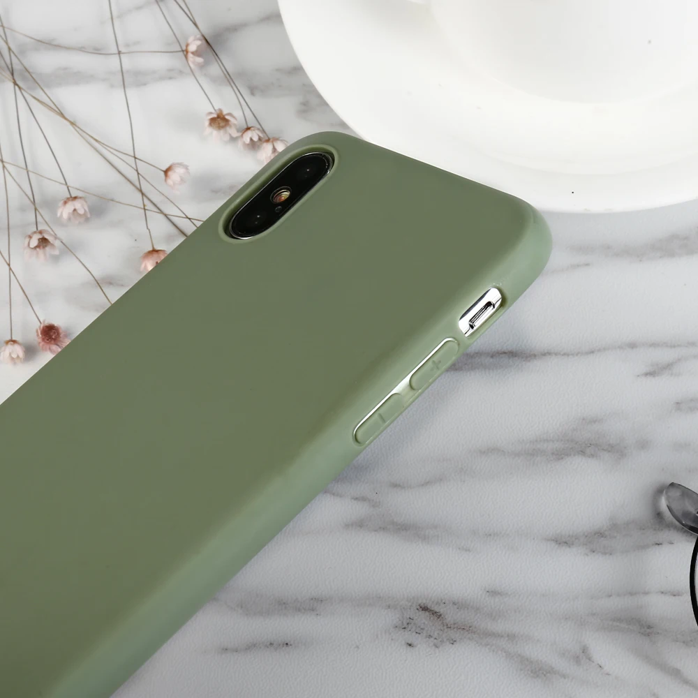 Яркий чехол для телефона Iphone X XS Max XR 8 7 6 6S Plus 5 матовые однотонные зеленые чехлы с