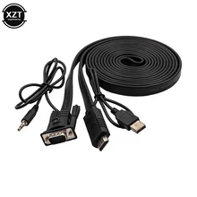 15 м 10 м 8 м преобразователь из VGA в HDMI адаптер с 3,5 мм аудио USB питание VGA HDMI кабель Разъем для проектора новейший