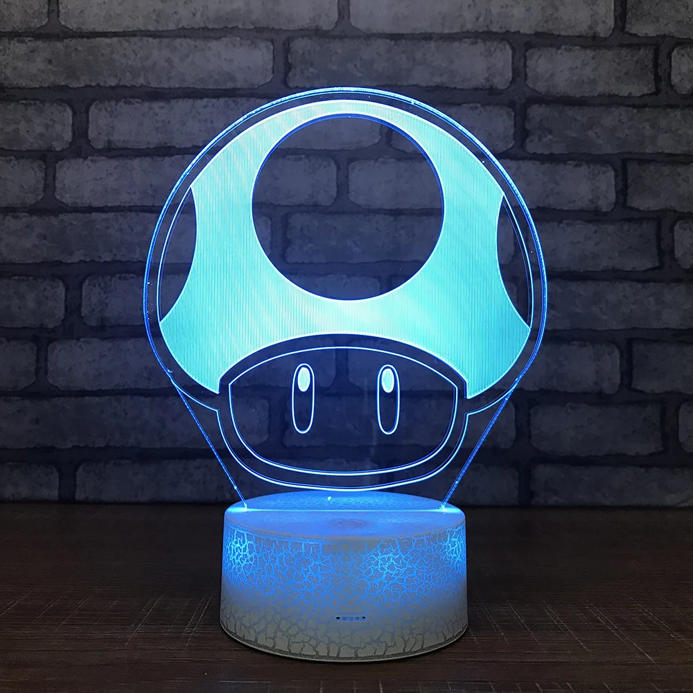 

Super Mario Mushroom 3D LED RGB Night Light 7 Color Change Desk Light Action Figures 108 Boys Girls Christmas Toys