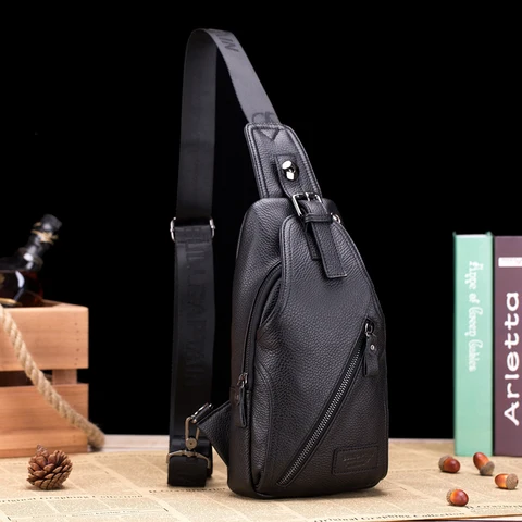 Pacote de Bolsa de Peito para Homens Genuíno do Sexo Bolsa de Ombro Retro Novo Couro Feminino Cinta Sling Bolsa Crossbody Único Negócio Casuais Pack 2020