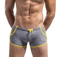 Мужские плавки, одноцветные сексуальные мужские плавки, s плавки, сексуальные шорты с низкой талией, боксеры, брендовая спортивная одежда C0653