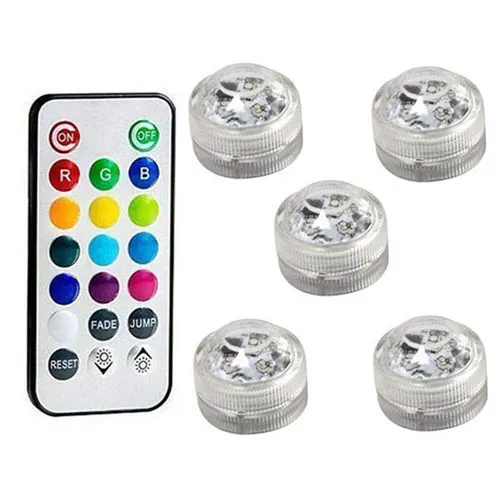 5 lights 1 remote IP68 Водонепроницаемый светодиодный погружной светильник на батарейках, разноцветный, RGB, для аквариума, пруда, бассейна, свадебной вечеринки - Цвет: 5 lights 1 remote