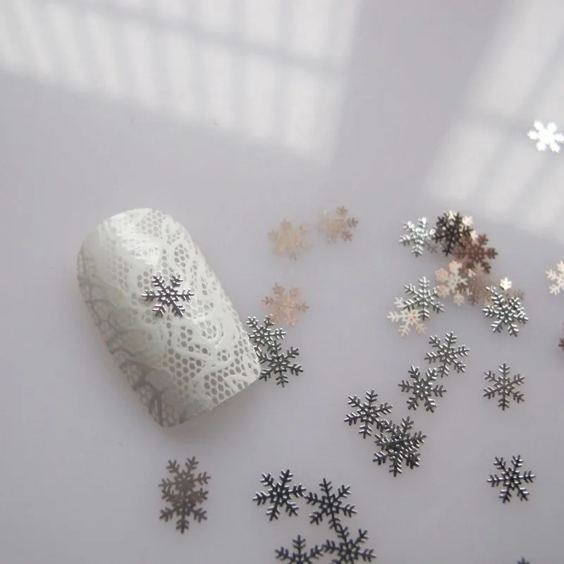Ms172-1 100 шт. Серебряный Симпатичные Снежинка из металла Стикеры Дизайн ногтей украшения-клей Стикеры