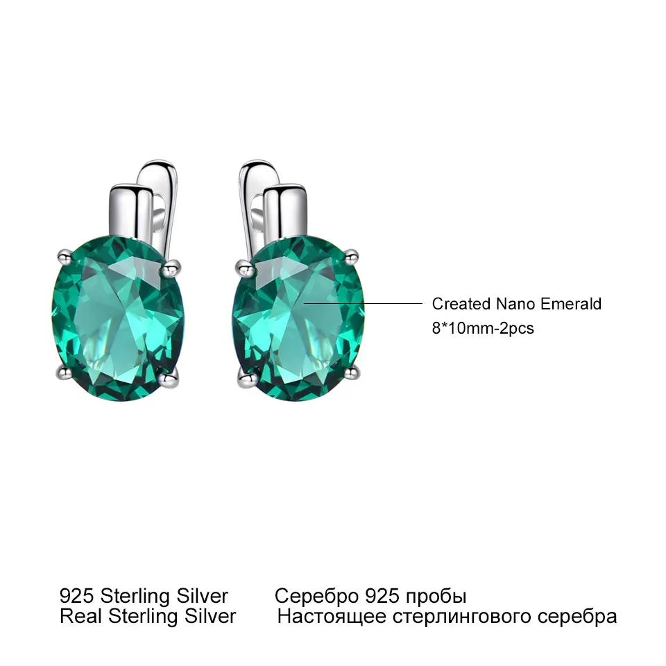 Женские серьги Клипсы из серебра 925 пробы с изумрудами|Серьги-клипсы| |