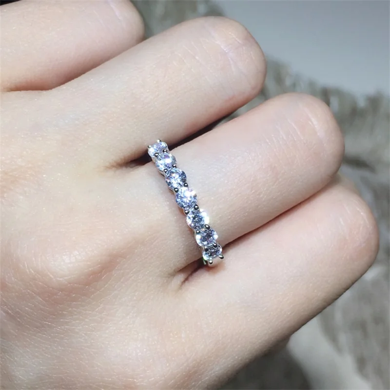 YANHUI твердый кольца из чистого серебра для Для женщин набор 5A кубического циркония CZ Серебряное кольцо 925 пробы Серебряное обручальное кольцо, ювелирные изделия из драгоценных металлов, R144
