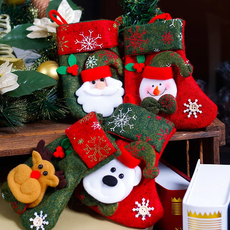 

Lovely Santa Claus Snowman Elk Gift Box Candy Bag Little Christmas Sock Kids Gift Xmas Tree Decor New Year Christmas Decorations