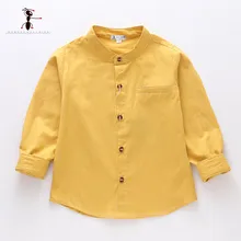 Kung Fu Ant/ г., Весенняя однотонная Повседневная рубашка для мальчиков с круглым вырезом, хлопок рубашка с длинными рукавами для школьников, для маленьких мальчиков, 24 месяца