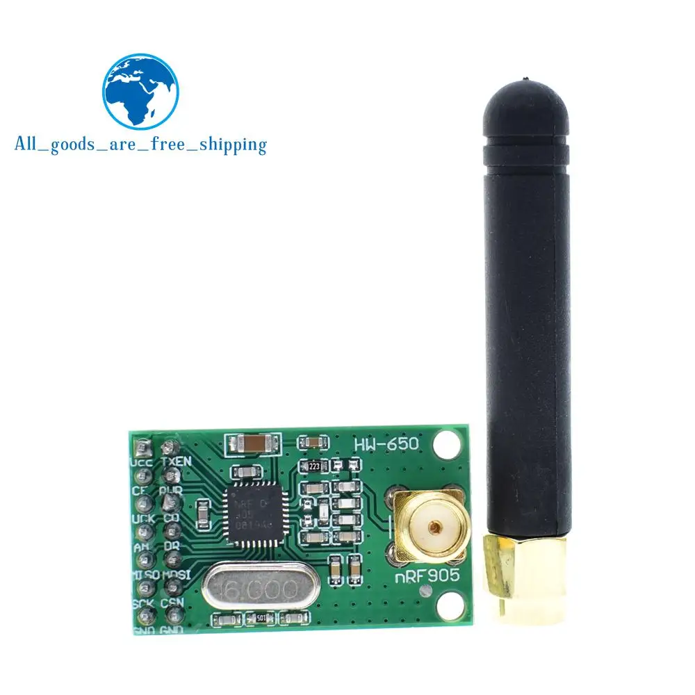 

NRF905 Wireless Transceiver Module Wireless Transmitter Receiver Board NF905SE With Antenna FSK GMSK Low Power 433 868 915 MHz