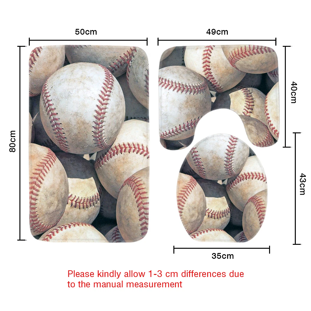 3pcs Baseball Bathroom Mat Set Base Sports Pattern Rug 3pcs Baseball Bathroom Mat Set Base Sports Pattern Rug Anti Slip Bath Products In Mats From Home Garden On Aliexpress