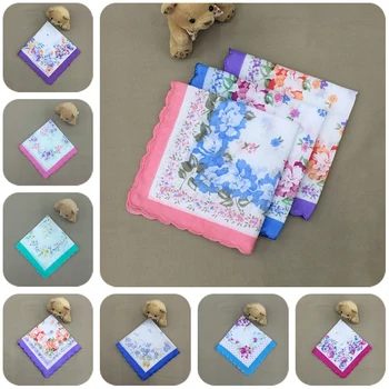 

12pcs Ladies Vintage Handkerchiefs Women Hankie Floral Handkerchief Wedding Party Fabric Hanky Wholesale