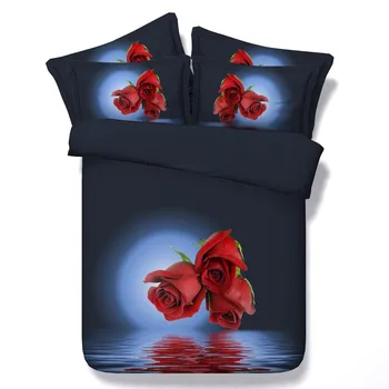 

3D Red Rose Comforter set Bedding sets duvet cover bed in a bag California King queen size full twin roses department store 5PCS