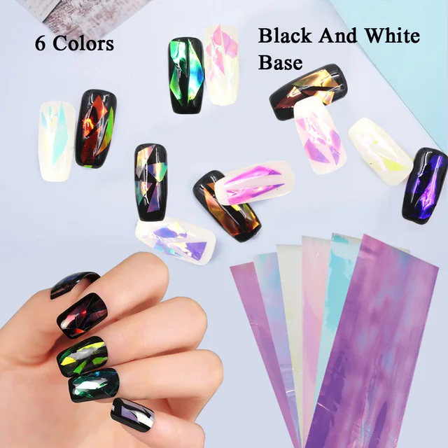 6 Pack Nail Sticker Broken Gl Water Decals Mirror Effect For 6 Pack Nail Sticker Broken Gl Water Decals Mirror Effect For Nails Art Fancy Punk Galaxy