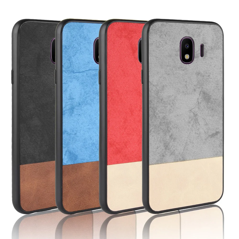For Samsung Galaxy J4 Case Soft TPU+PU+PC Stitching contrast denim PU leather Cover 2018 J400 Phone Bag Cases | Мобильные телефоны