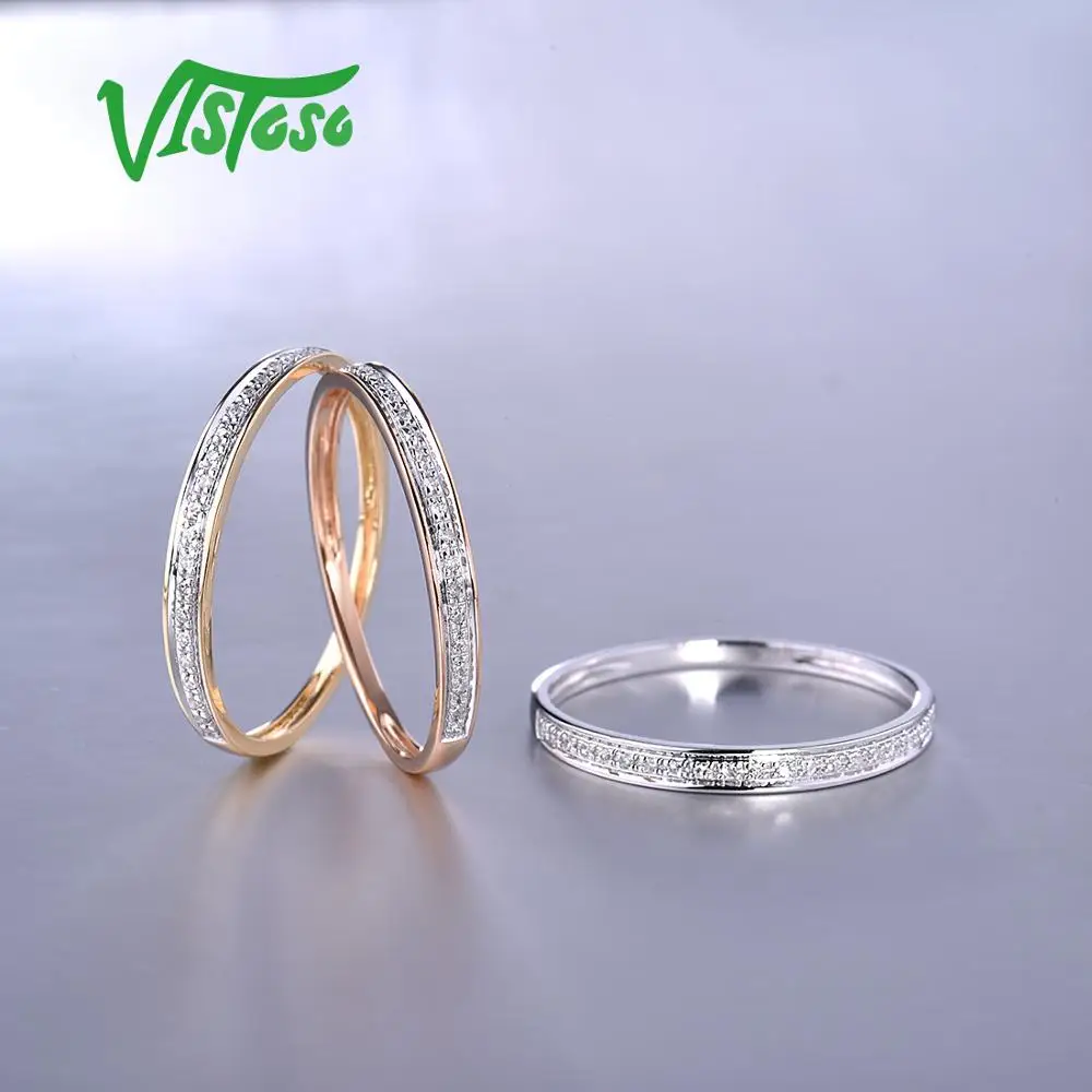 VISTOSO Genuine 14K White/Yellow/Rose Gold Rings For Women Simple Style Eternal Diamond Ring Engagement Anniversary Fine Jewelry 5