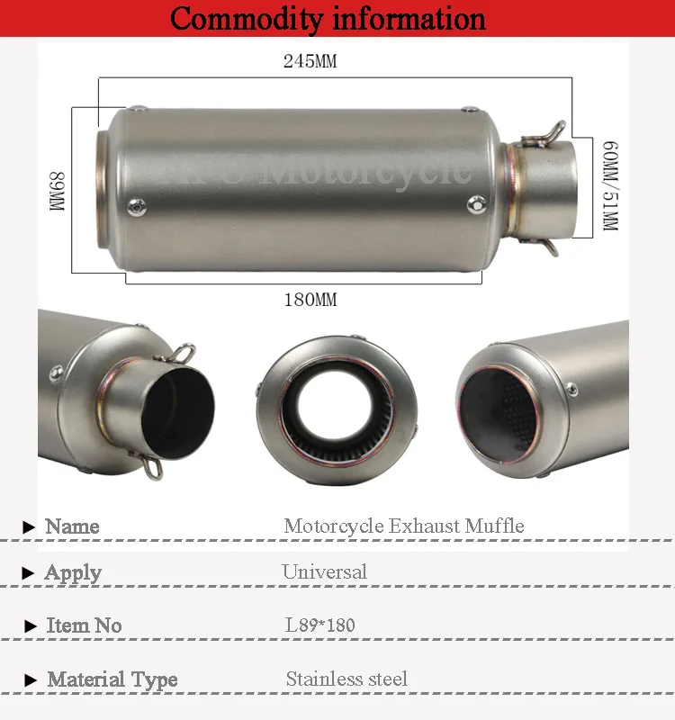 51 мм 60 мм Мотоцикл Универсальный глушитель выхлопной трубы для sc проект выхлопной трубы для msx125 trk 502 gsr 600 pcx 125 выхлопной трубы