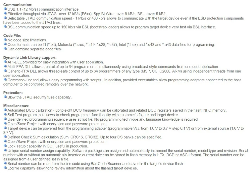 USB-MSP430-FPA-GANG-J INFO 2