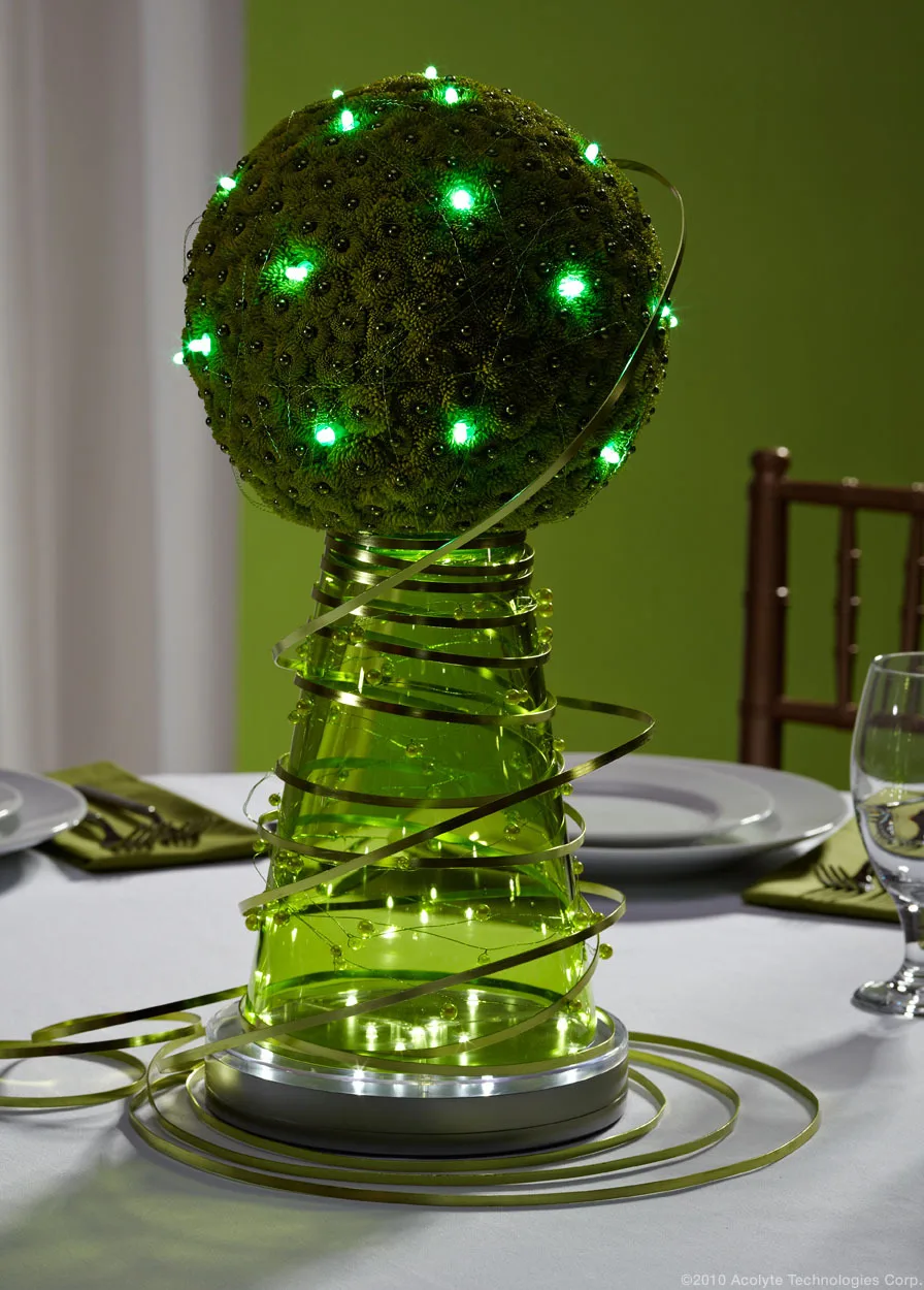 30pieces/lot White LED Light Base for Centerpieces, 3AA Battery