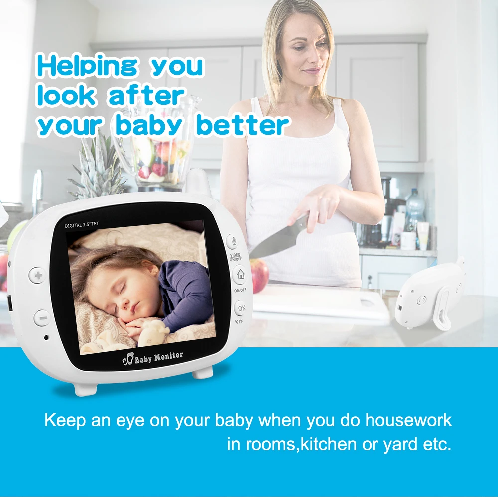 

3.5inch Wireless Video Color Baby Monitor Baby Nanny Security Camera Night Vision Temperature Monitoring Two-way Talk baby phone