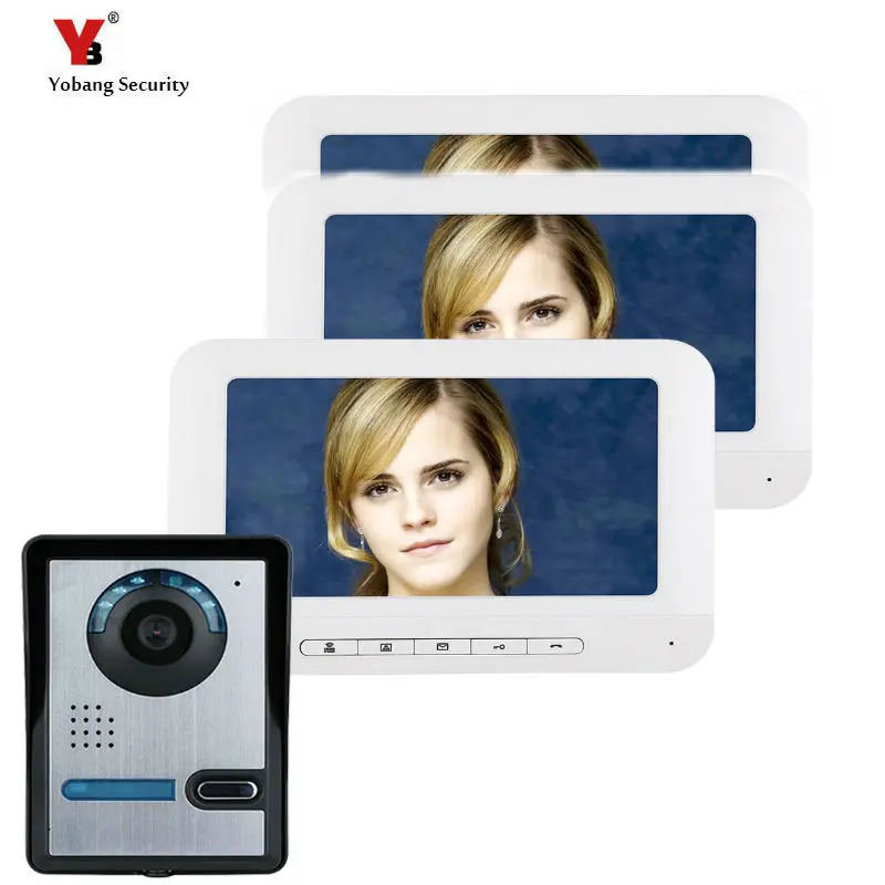 Бесплатная доставка домашней безопасности 3*7 дюймов TFT ЖК дисплей Мониторы телефон видео домофон системы с ночное видение Открытый камера