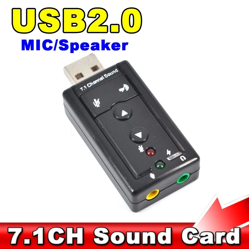 

1Pcs External USB Audio sound card Adapter Virtual 7.1ch USB2.0 Audio Headset Microphone 3.5mm Jack Converter For Win 7 8