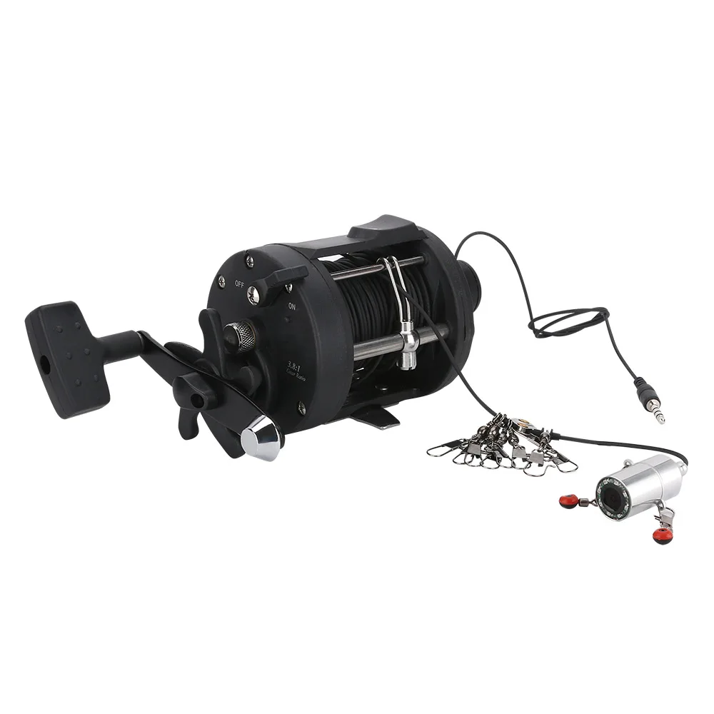 GAMWATER, 4,3 дюймов, комплект для подводной подледной рыбалки, видео камера, 8 шт., ИК-светодиодный фонарь с взрывными рыболовными крючками, морское колесо