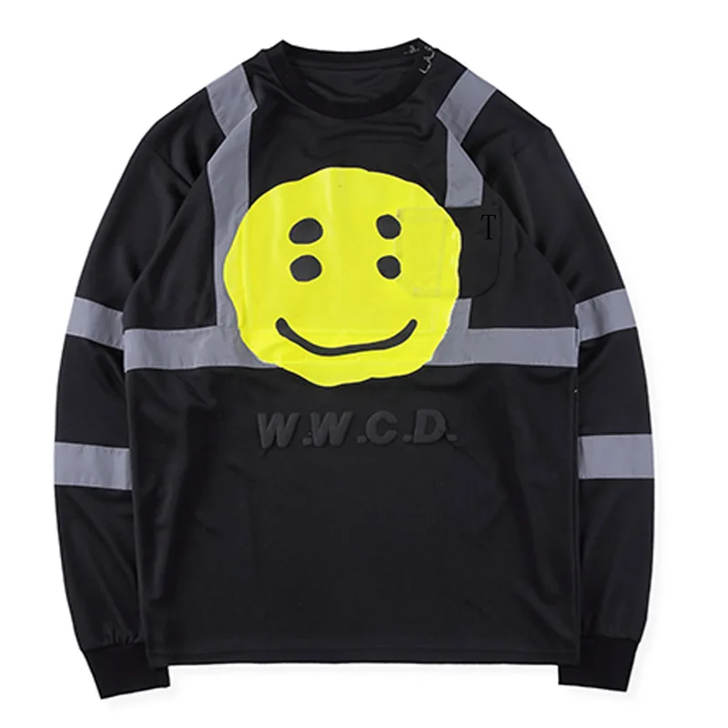 

ASAP Rocky With CPFM Orange Reflective Splicing Smiley Hoodies Three-dimensional Print Hoodie Kanye West ASAP Rocky 2019 New HOO