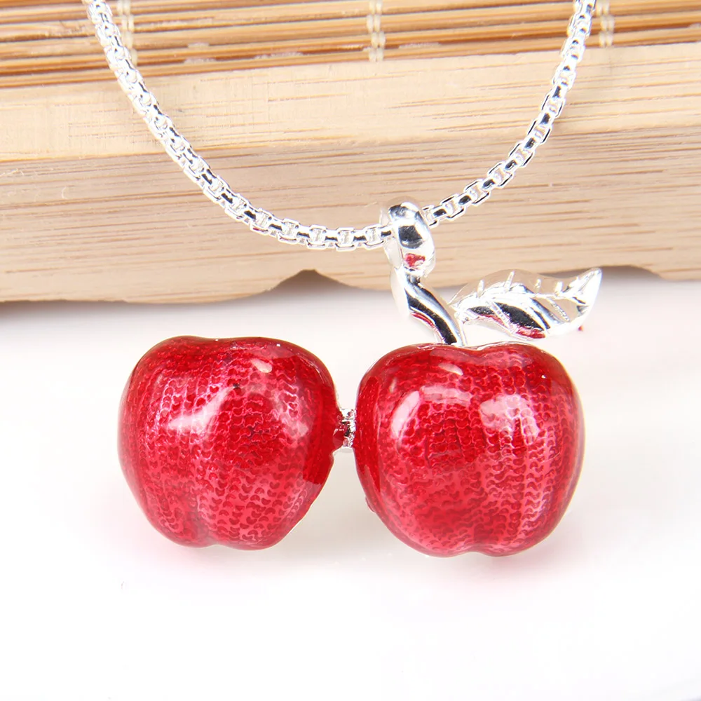 Ожерелье с подвеской в виде красного яблока красной эмалью|necklace fashion|necklace