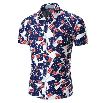 

Flag Printing SUmmer Shirts Men's short Sleeve Breathable Big size Tops Beach Holiday Style Causal Male's Shirts SAN0