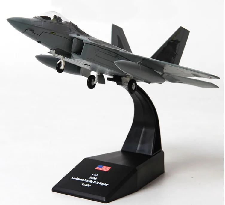1/100 масштабные игрушечные модели самолетов США F-22 F22 Raptor Fighter литой металлический самолет модель игрушки для детей Коллекция подарков