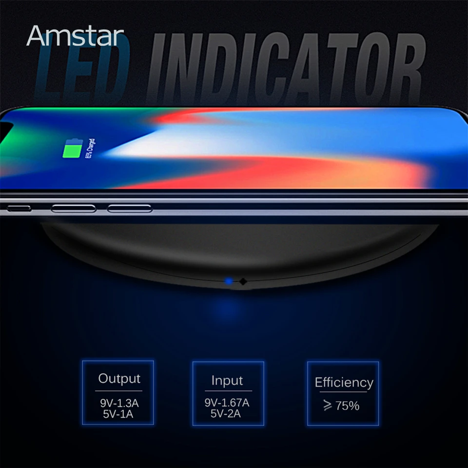 Беспроводное зарядное устройство Amstar 10 Вт для iPhone 11 Pro Max X XR XS съемный кронштейн