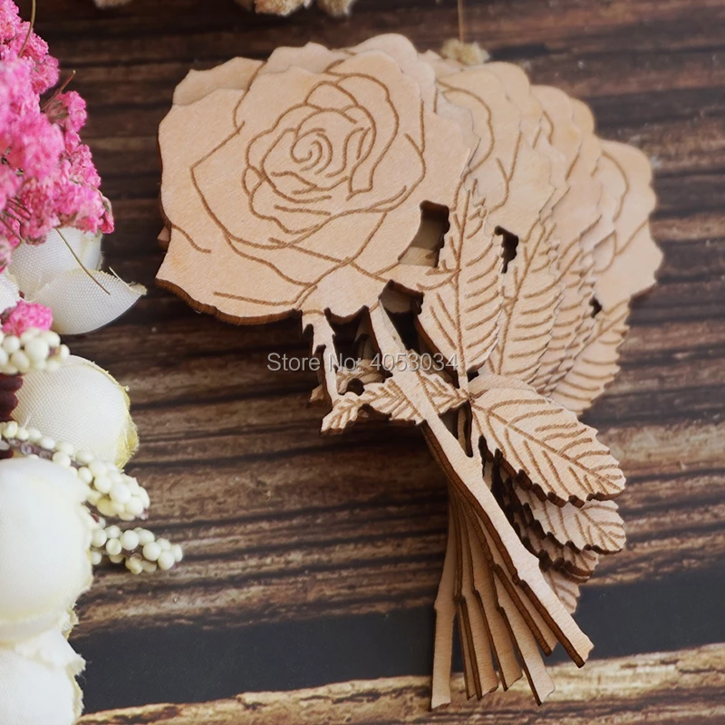 Rose Flower And Stem Craft Shapes 3mm Plywood Flowers Plants Tree | Дом и сад