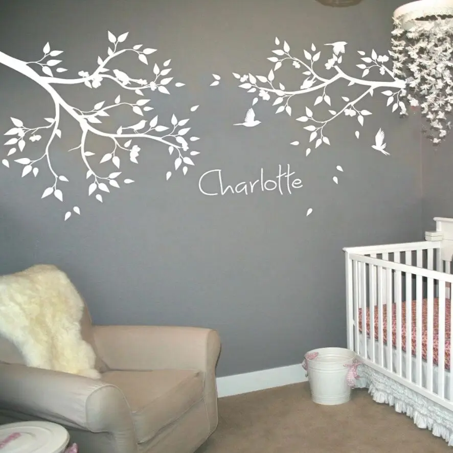Nursery Branch Wall Sticker Personalized Baby Name Decal Kids Room Decor Leaves Birds Mural Vinyl Ay1337 Nursery Branch Wall Sticker Personalized Baby Name Decal Kids Room Decor Leaves Birds Mural Vinyl Ay1337