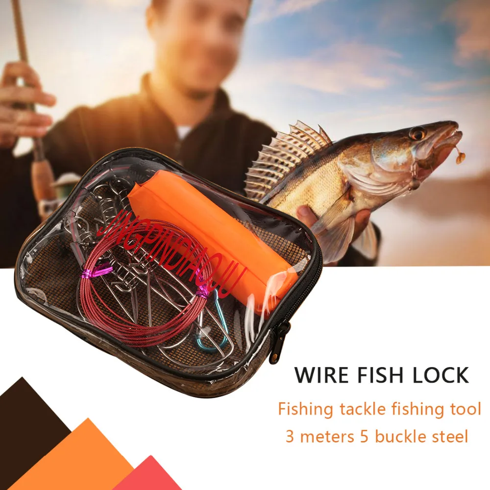

1pc 5 Snaps Stainless Steel Ropes fishing Float Fish Stringer Fishing Lock Fishing Rope for Accessories China Tackle