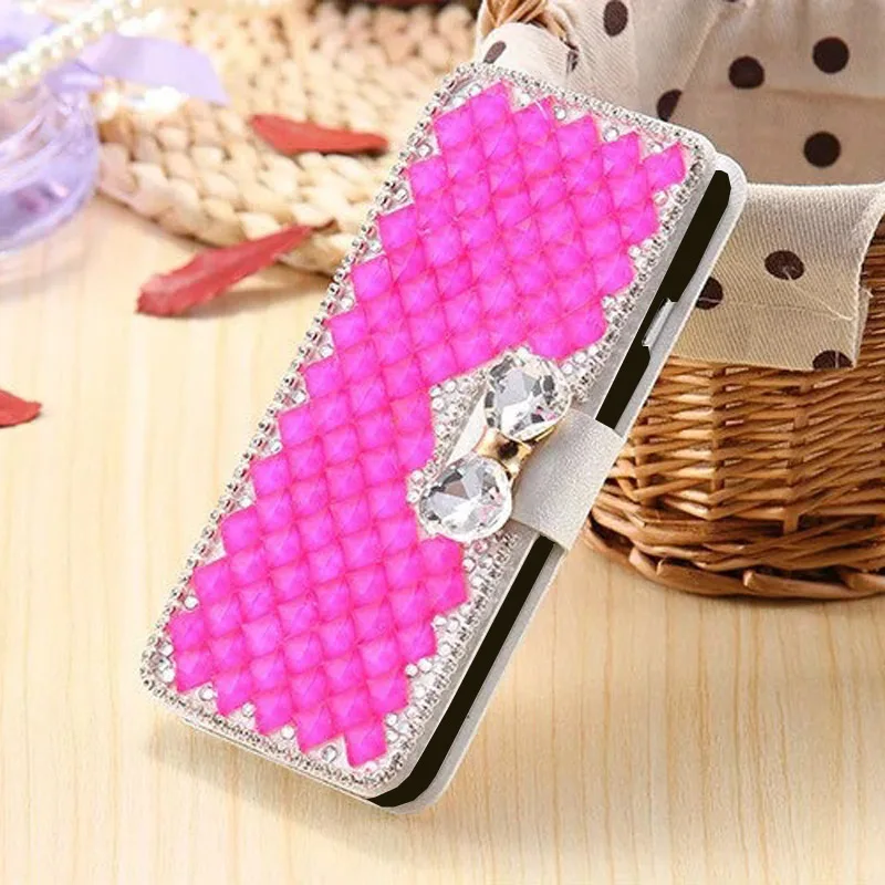 

Lady Style Bowknot Bling Skin For Samsung Galaxy Note 8 SM-N950 Flip Glitter Rhinestone Diamond Wallet Leather Handmade Case