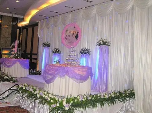 

White Wedding Backdrop Curtain with Swag Wedding Stage Backdrops 20ft (w) x 10ft (h) for Party Wedding decoration Free DHL