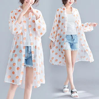 

Literature Cotton Women's Blouse Polka Dot Women's Shirts Sunscreen Casual Chemise Femme Linen Top Female Ladies Tops Blusas